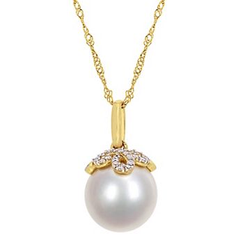 Stella Grace 14k Gold Cultured South Sea Pearl & Diamond Accent Drop Pendant Necklace