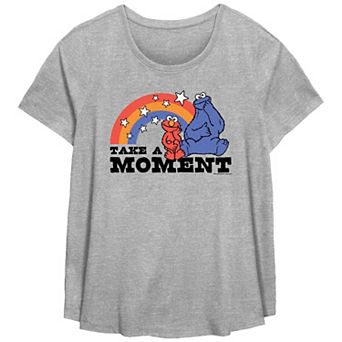 Plus Size Sesame Street Take A Moment Scoop Hem Flow Graphic Tee