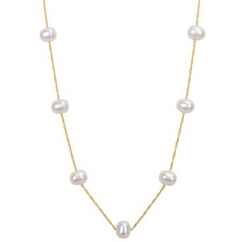 Stella Grace 10k Gold Freshwater Cultured Pearl Tin Cup Style Necklace
