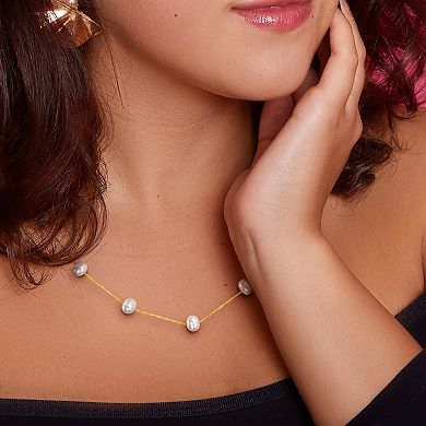 Stella Grace 10k Gold Freshwater Cultured Pearl Tin Cup Style Necklace