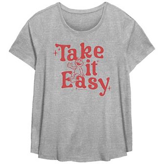 Plus Size Sesame Street Take It Easy Scoop Hem Flow Graphic Tee