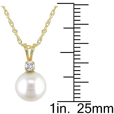 Stella Grace 14k Gold Freshwater Cultured Pearl & Diamond Accent Pendant Necklace