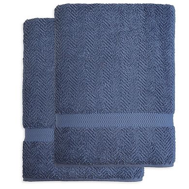 Linum Home Textiles Turkish Cotton Herringbone Set of 2 Bath Sheets