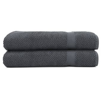 Linum Home Textiles Turkish Cotton Herringbone Set of 2 Bath Sheets