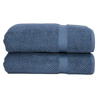 Linum Home Textiles Turkish Cotton Herringbone Set of 2 Bath Sheets