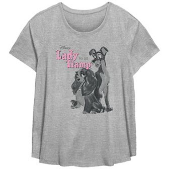 Disney's Lady And The Tramp Vintage Poster Plus Size Scoop Hem Flow Graphic Tee