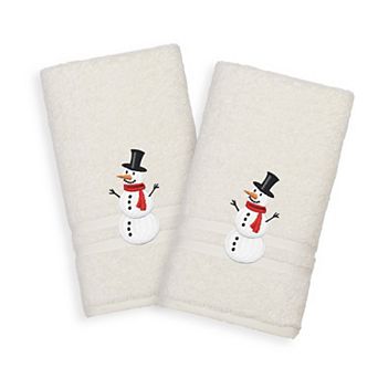 Linum Home Textiles 2-Pack Snowman Embroidered Denzi Hand Towels