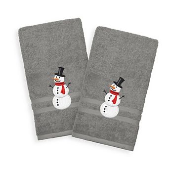 Linum Home Textiles 2-Pack Snowman Embroidered Denzi Hand Towels