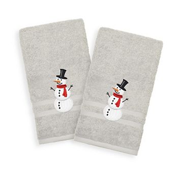 Linum Home Textiles 2-Pack Snowman Embroidered Denzi Hand Towels