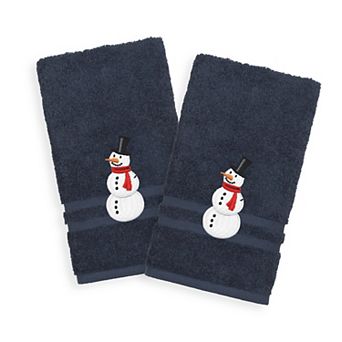 Linum Home Textiles 2-Pack Snowman Embroidered Denzi Hand Towels
