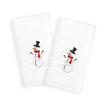Linum Home Textiles 2-Pack Snowman Embroidered Denzi Hand Towels