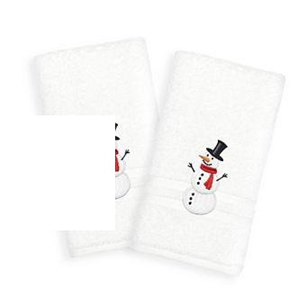 Linum Home Textiles 2-Pack Snowman Embroidered Denzi Hand Towels
