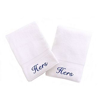 Linum Home Textiles 2-Pack "Hers" and "Hers" Denzi Hand Towels