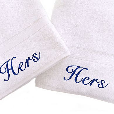 Linum Home Textiles 2-Pack "Hers" and "Hers" Denzi Hand Towels