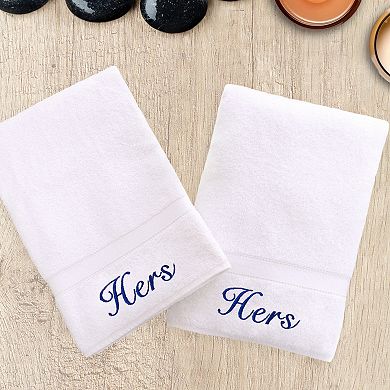 Linum Home Textiles 2-Pack "Hers" and "Hers" Denzi Hand Towels