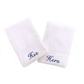 Linum Home Textiles 2-Pack "His" and "Hers" Denzi Hand Towels