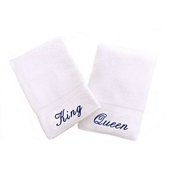 Linum Home Textiles 2-Pack "King" and "Queen" Denzi Hand Towels