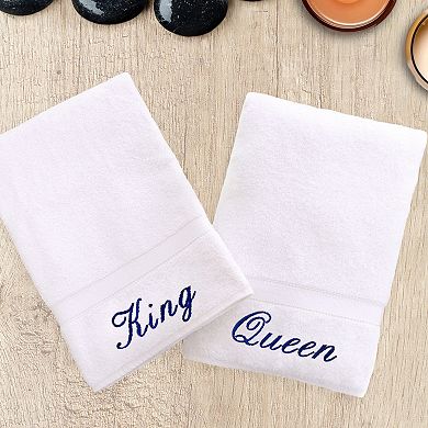 Linum Home Textiles 2-Pack "King" and "Queen" Denzi Hand Towels