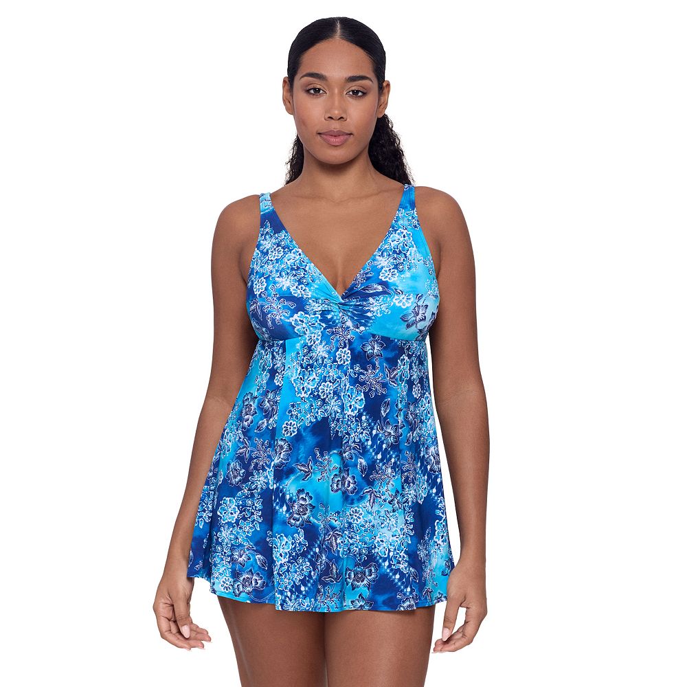 Elegant Twisted Back Swim Dress in Luxe Performance Knit main image 1