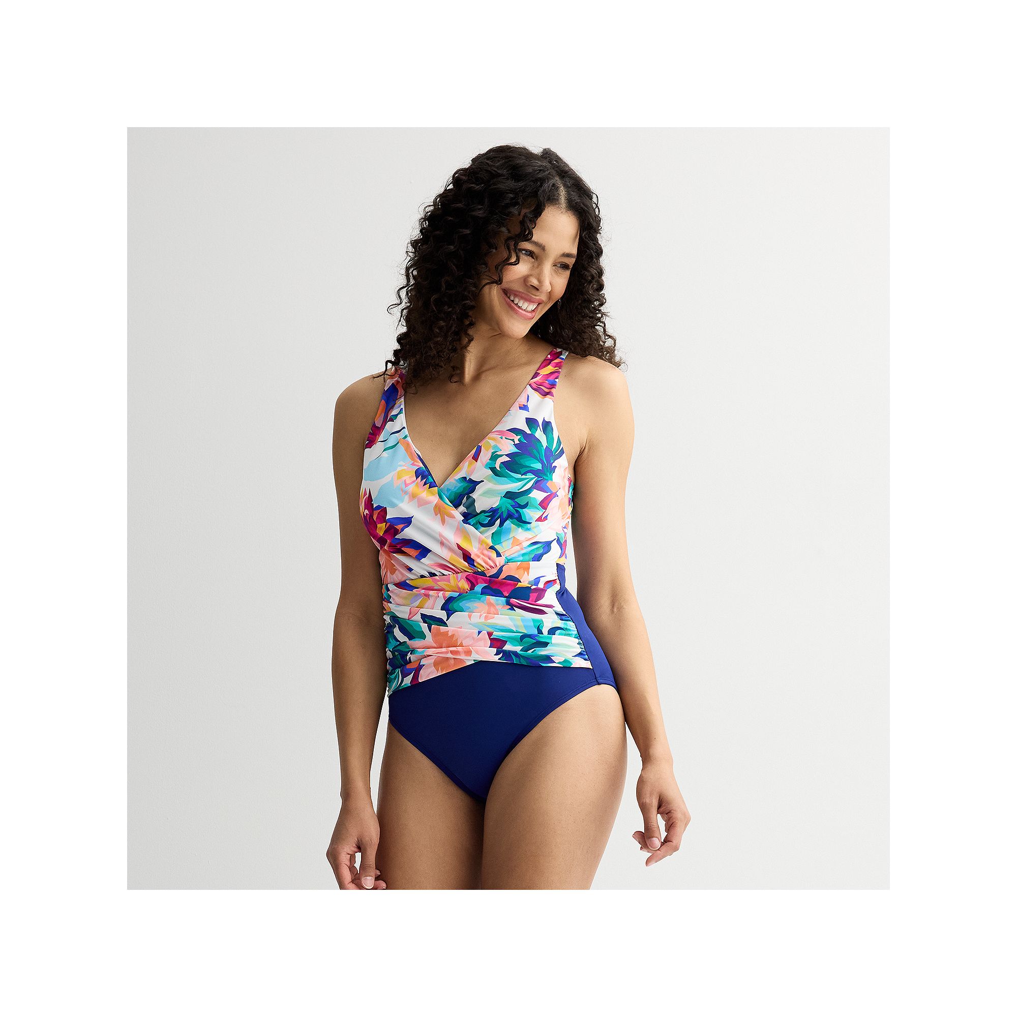 Womens Bal Harbour Surplice Criss-Cross One-Piece Swimsuit, Size: 8, Vibra