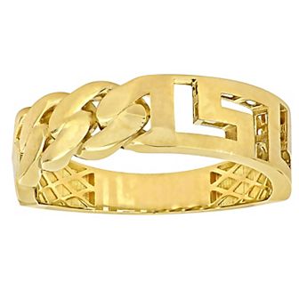 Stella Grace 14k Gold Men's Interlocking & Greek Key Design Ring