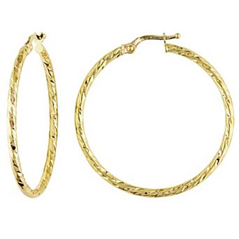 Stella Grace 10k Gold Diamond-Cut Hoop Earrings