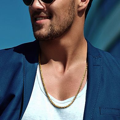 Stella Grace 10k Gold Men's Rope Chain Necklace