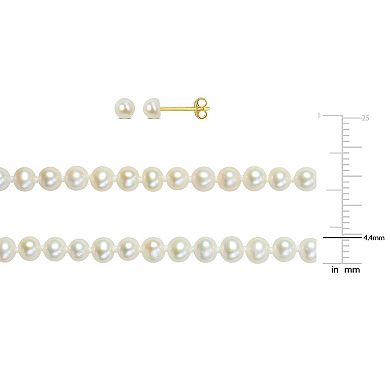 Stella Grace 10k Gold Cultured Freshwater Pearl Necklace, Bracelet & Stud Earrings 3-piece Baby Set