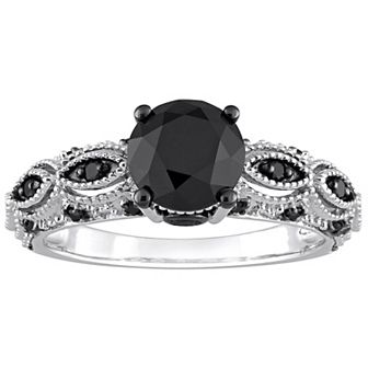 Stella Grace 10k White Gold 2 Carat T.W Black Diamond Engagement Ring