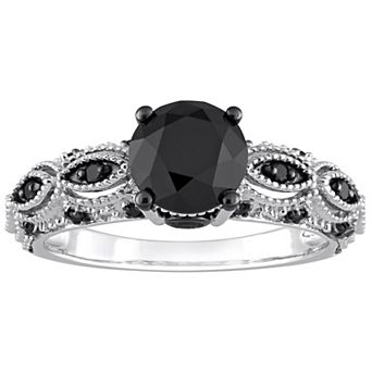 Stella Grace 10k White Gold 2 Carat T.W Black Diamond Engagement Ring