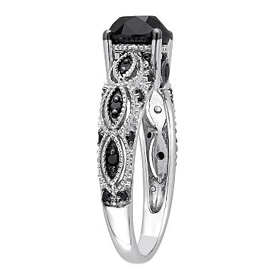 Stella Grace 10k White Gold 2 Carat T.W Black Diamond Engagement Ring