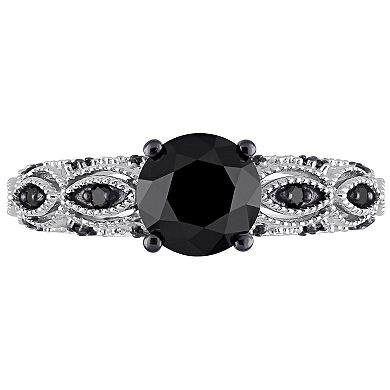 Stella Grace 10k White Gold 2 Carat T.W Black Diamond Engagement Ring