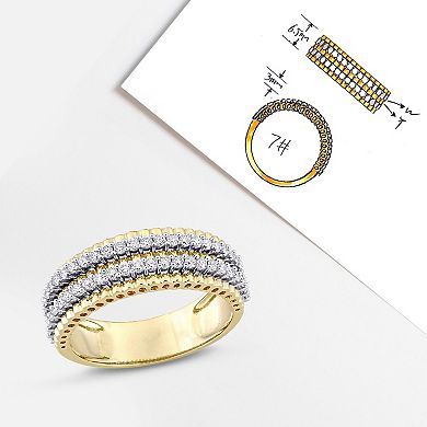 Stella Grace 14k Two-Tone Gold 1/2 Carat T.W Diamond Double Row Eternity Ring