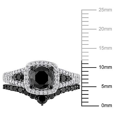 Stella Grace 10k White Gold 1 1/2 Carat T.W Black & White Diamond Bridal Rings Set