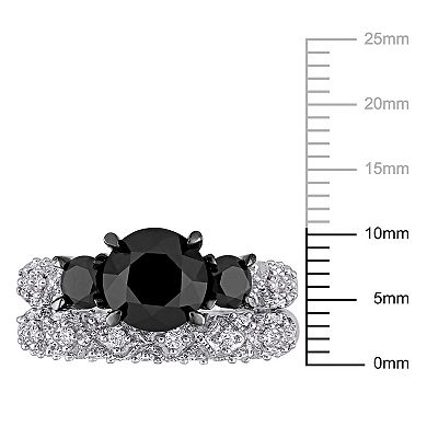 Stella Grace 10k White Gold 3 Carat T.W. Black & White Diamond Vintage Bridal Ring Set