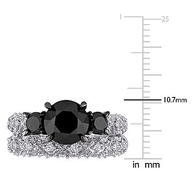 Stella Grace 10k White Gold 3 Carat T.W. Black & White Diamond Vintage Bridal Ring Set