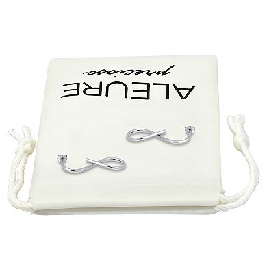 Aleure Precioso Sterling Silver Infinity Drop Earrings