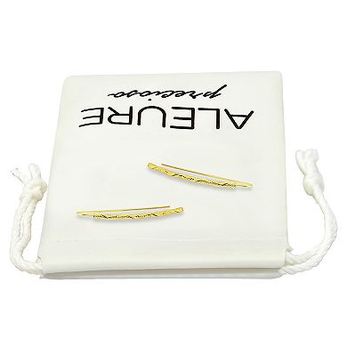 Aleure Precioso Sterling Silver Diamond Cut Linear Threader Drop Earrings