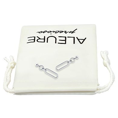 Aleure Precioso Sterling Silver Paperclip Link & Circle Drop Earrings