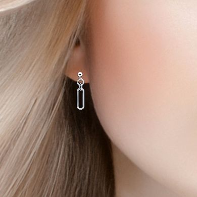 Aleure Precioso Sterling Silver Paperclip Link & Circle Drop Earrings