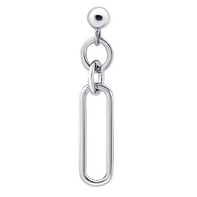 Aleure Precioso Sterling Silver Paperclip Link & Circle Drop Earrings