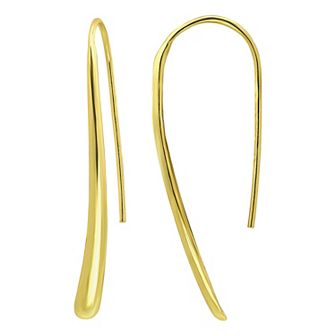 Aleure Precioso Sterling Silver Sculptured Polished Linear Drop Earrings