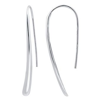 Aleure Precioso Sterling Silver Sculptured Polished Linear Drop Earrings
