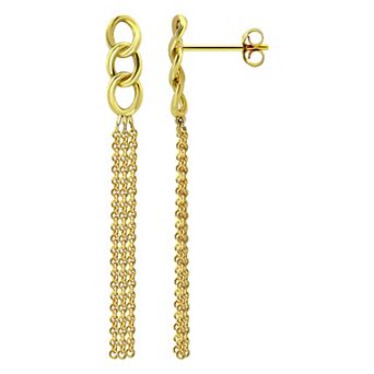 Aleure Precioso Sterling Silver Multi Chain & Triple Drop Earrings