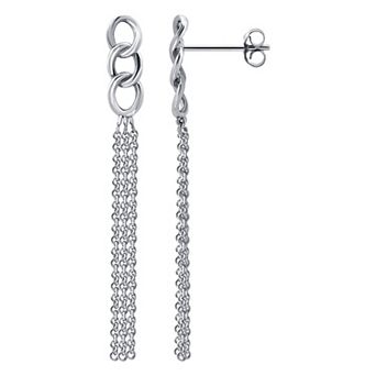 Aleure Precioso Sterling Silver Multi Chain & Triple Drop Earrings
