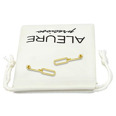 Aleure Precioso Sterling Silver Paperclip Link Linear Drop Earrings