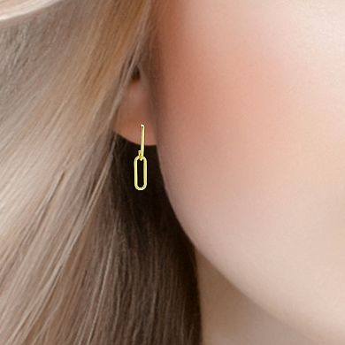 Aleure Precioso Sterling Silver Paperclip Link Linear Drop Earrings