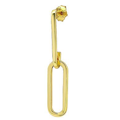 Aleure Precioso Sterling Silver Paperclip Link Linear Drop Earrings