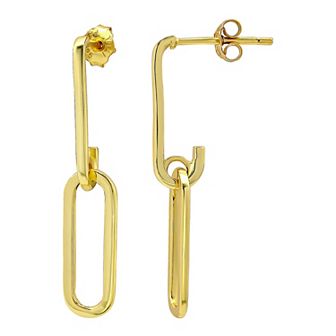 Aleure Precioso Sterling Silver Paperclip Link Linear Drop Earrings