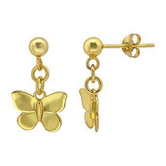 Aleure Precioso Sterling Silver Butterfly Drop Earrings